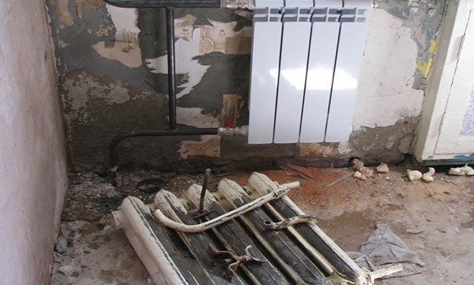 Замена радиатора отопления Замена радиатора отопления